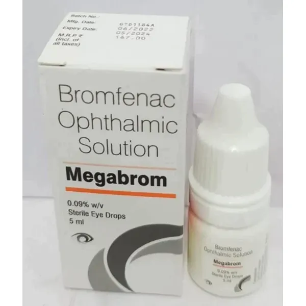 0.09 % W/v Megabrom Bromfenac Ophthalmic Solution 0.09% in the NexCure Health pharmaceutical catalogue