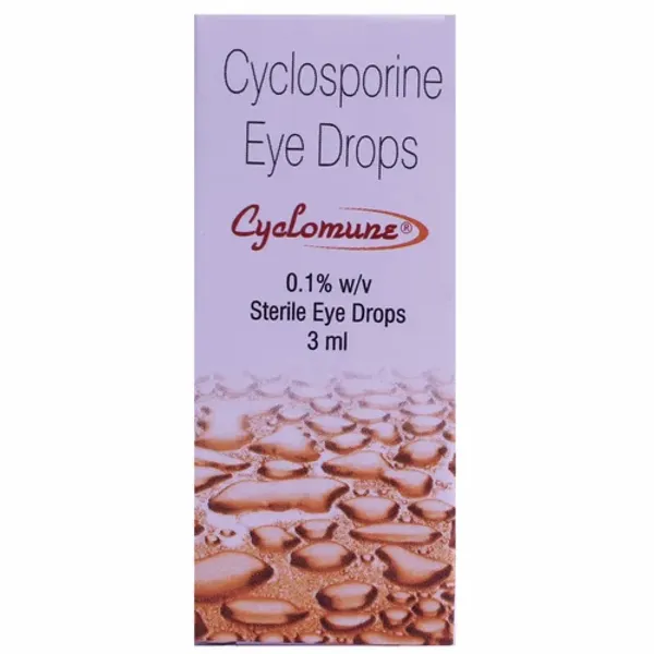 0.1 % W/v Cyclomune Cyclosporine Eye Drops 0.1% in the NexCure Health pharmaceutical catalogue