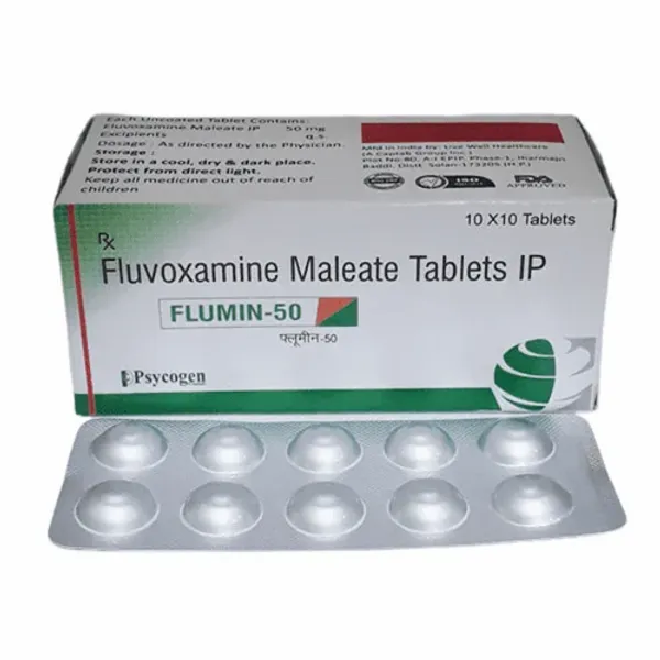 50mg Flumin Fluvoxamine Maleate Tablets IP 50mg in the NexCure Health pharmaceutical catalogue
