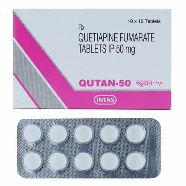 50mg Qutan Quetiapine Fumarate Tablets IP 50mg in the NexCure Health pharmaceutical catalogue