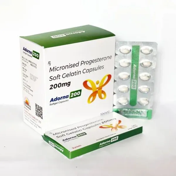 Adorna 200 Micronised Progesterone Soft Gelatin Capsules pharmaceutical product details from NexCure Health
