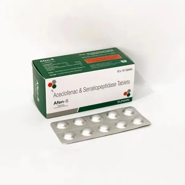 Afen-S Aceclofenac & Serratiopeptidase Tablets pharmaceutical product details from NexCure Health
