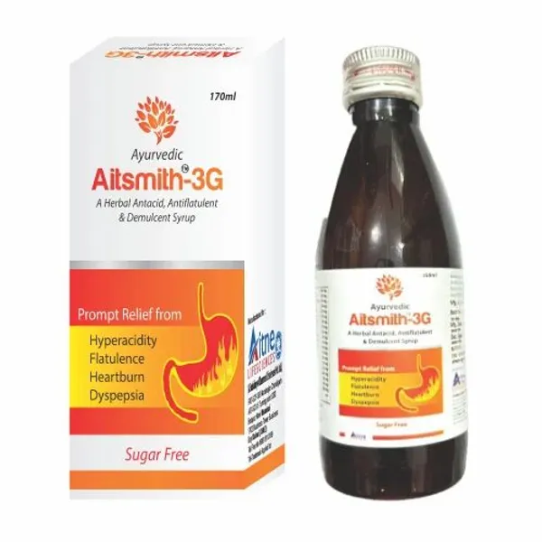 Aitsmith 3 g a Herbal Antacid Antiflatulent & Demulcent Syrup 3G in the NexCure Health pharmaceutical catalogue