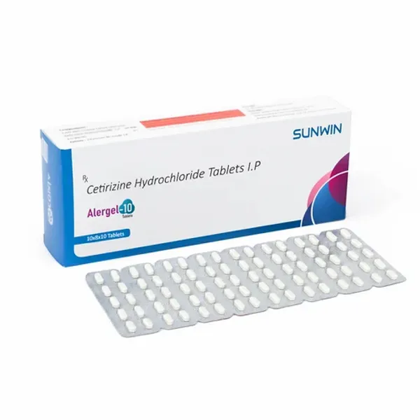 Alergel-10 Cetirizine Hydrochloride Tablets in the NexCure Health pharmaceutical catalogue