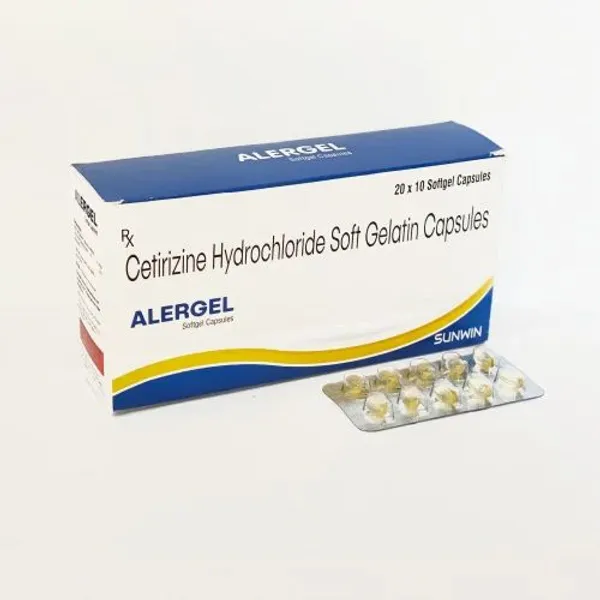 Alergel Cetirizine Hydrochloride Soft Gelatin Capsules in the NexCure Health pharmaceutical catalogue
