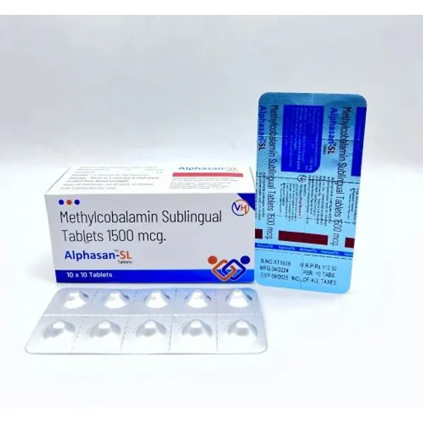 Alphasan Sl Tab Methylcobalamin Sublingual 1500 mcg Uses 1500 mcg in the NexCure Health pharmaceutical catalogue
