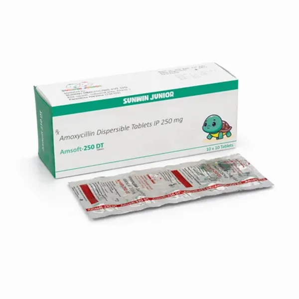 Amsoft-250 DT Amoxycillin Dispersible Tablets in the NexCure Health pharmaceutical catalogue