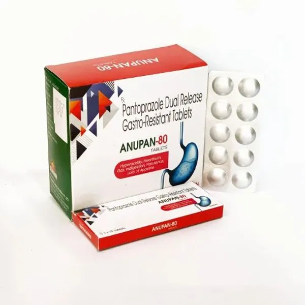 Anupan-80 Pantoprazole Dual Release Gastro Resistant Tablets in the NexCure Health pharmaceutical catalogue