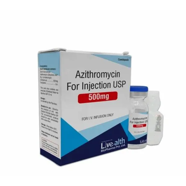 Azithromycin Injection USP 500mg 500mg in the NexCure Health pharmaceutical catalogue