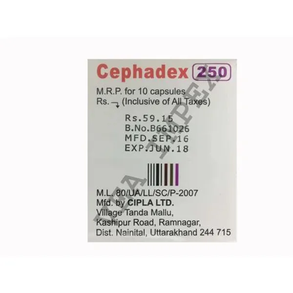 Cephadex 250mg Cephalexin Capsules 250mg in the NexCure Health pharmaceutical catalogue