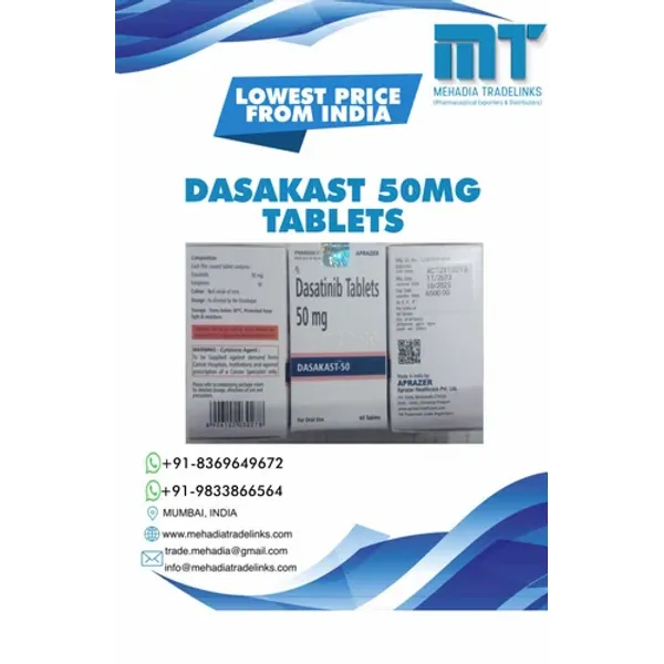Dasakast 50mg Dasatinib Tablet 50mg in the NexCure Health pharmaceutical catalogue