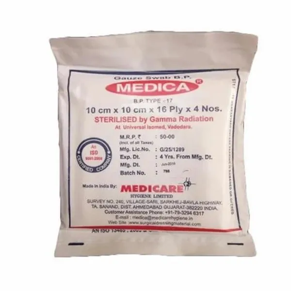 Gauze 10cm X 10cm (MEDICA) in the NexCure Health pharmaceutical catalogue