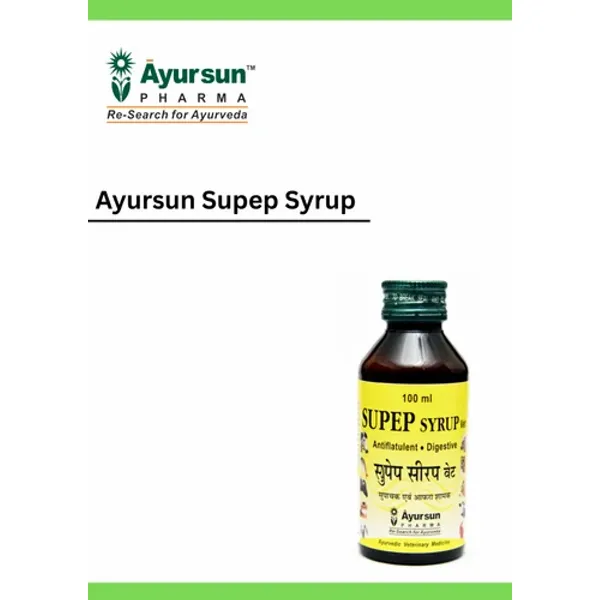 Herbal Medicine For Gas In The Rumen - Ayursun Supep Syrup pharmaceutical product details from NexCure Health