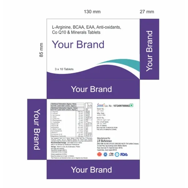 L-Arginine, Bcaa, Eaa, Anti-Oxidants, Co Q10 & Minerals Tablets pharmaceutical product details from NexCure Health
