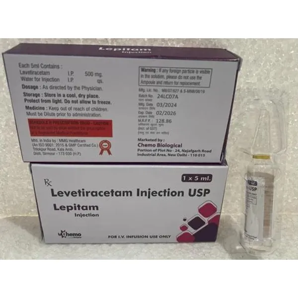 Levetiracetam Injection 500mg 500mg in the NexCure Health pharmaceutical catalogue