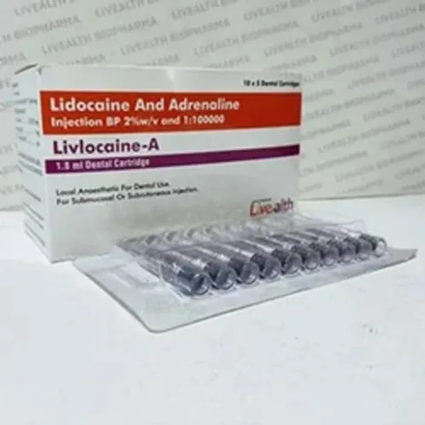 Lidocaine & Adrenaline Injection Dental Cartridge in the NexCure Health pharmaceutical catalogue