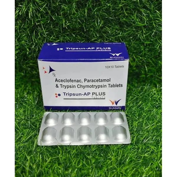 Trypsin Chymotrypsin 1,50,000 Au Aceclofenac Paracetamol in the NexCure Health pharmaceutical catalogue