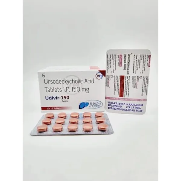 Udivir 150 Tablet Ursodeoxycholic Acid 150 mg Tablet 150MG in the NexCure Health pharmaceutical catalogue