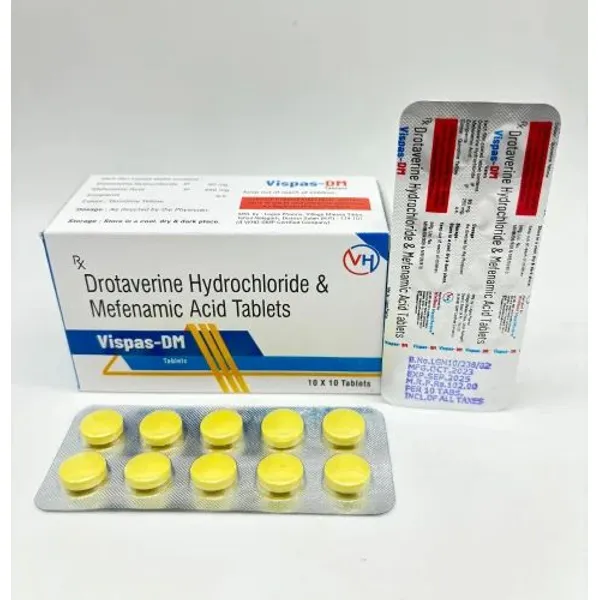 Vispas Dm Tab Drotaverine Hydrochloride Mefenamic Acid Tablets pharmaceutical product details from NexCure Health