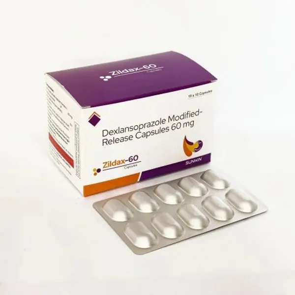 Zindax60 Dexlansoprazole Modified Release Capsules in the NexCure Health pharmaceutical catalogue