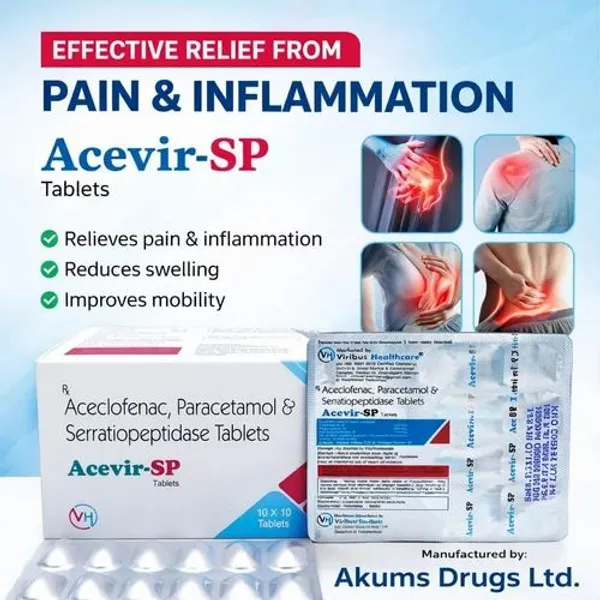 Aceclofenac Paracetamol Serratiopeptidase Tablets pharmaceutical product details from NexCure Health