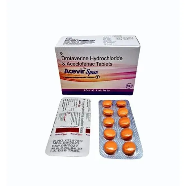Acevir Spas Tab Drotaverine + Aceclofenac pharmaceutical product details from NexCure Health