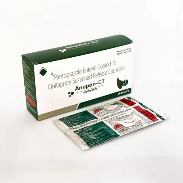 Anupan CT Pantoprazole Enteric Coated & Cinitapride Sustained Release Capsules pharmaceutical product details from NexCure Health
