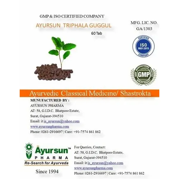 Ayurvedic Shastrokta Product For Blood Disorders, Piles - Ayursun Triphala Guggul pharmaceutical product details from NexCure Health
