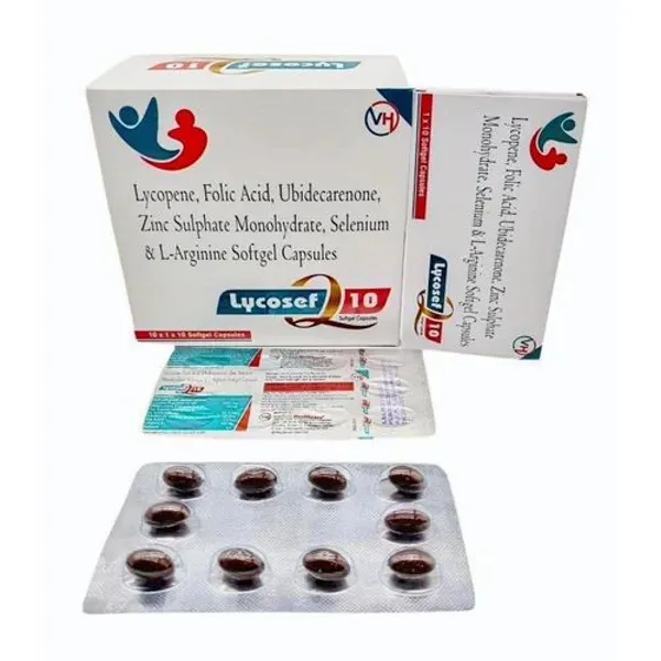 Coenzyme Q10 Lycopene 5000mcg Zinc Sulphate L-Arginine Selenium with Folic Acid 5000mcg pharmaceutical product details from NexCure Health