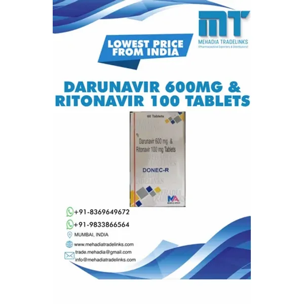 Darunavir 600 Mg And Ritonavir 100mg Tablets 600 Mg pharmaceutical product details from NexCure Health