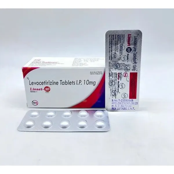Linset 10 Tablet Levocetirizine Hydrochloride 10 mg 10mG pharmaceutical product details from NexCure Health