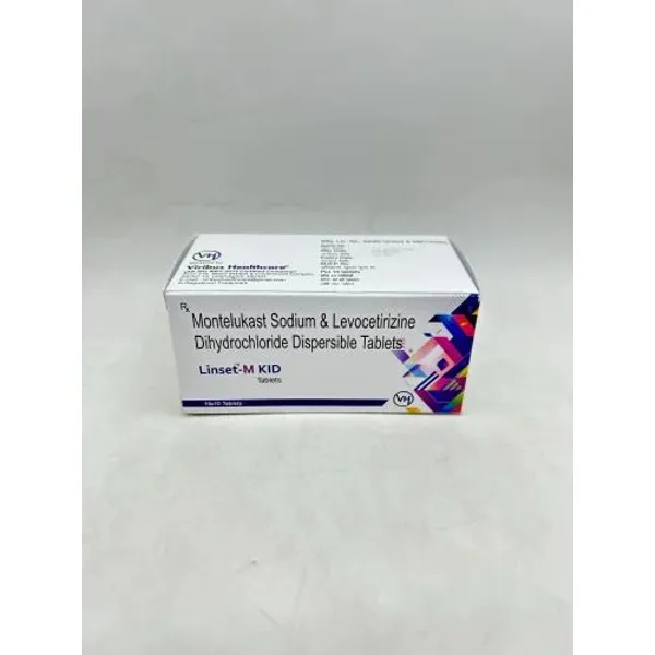 Linset M Kid Tab Montelukast Sodium 5 mg + Levocetirizine Hydrochloride2.5mg 5mg pharmaceutical product details from NexCure Health