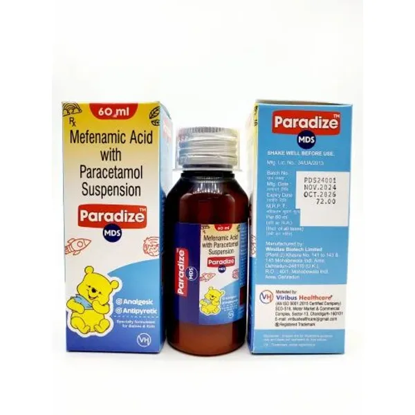 Mefenemic Acid 100mg & Paracetamol 250mg Syrup 100mg pharmaceutical product details from NexCure Health