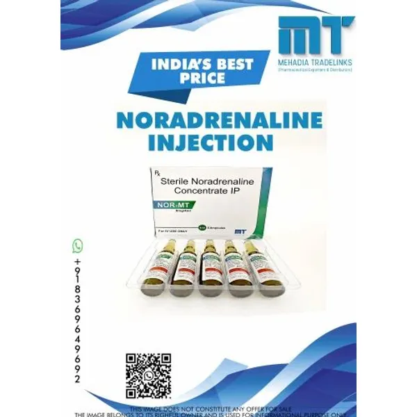 Noradrenaline Nor-Mt 8mg/4ml 8MG pharmaceutical product details from NexCure Health