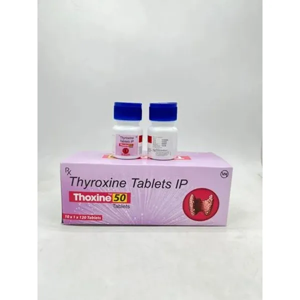 Thoxine 50 Tablet (thyroxine 50mg) 50MG pharmaceutical product details from NexCure Health