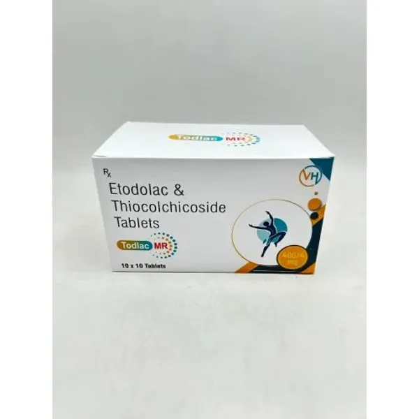 Todlac Mr Tablet Etodolac 400 mg & Thiocolchicoside 4 mg 400mg pharmaceutical product details from NexCure Health