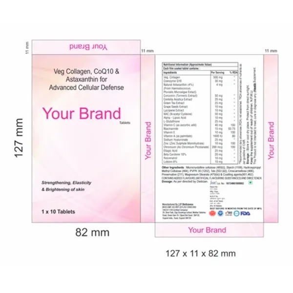 Veg Collagen, CoQ10 & Astaxanthin for Advanced Cellular Defence Tablets pharmaceutical product details from NexCure Health